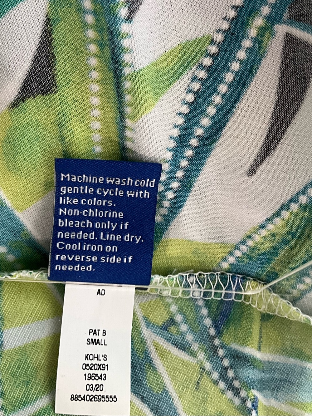 Apt. 9 Dress Size S Tropical Leaf Print Shift Dress - Green, Blue & White - Picture 8 of 8